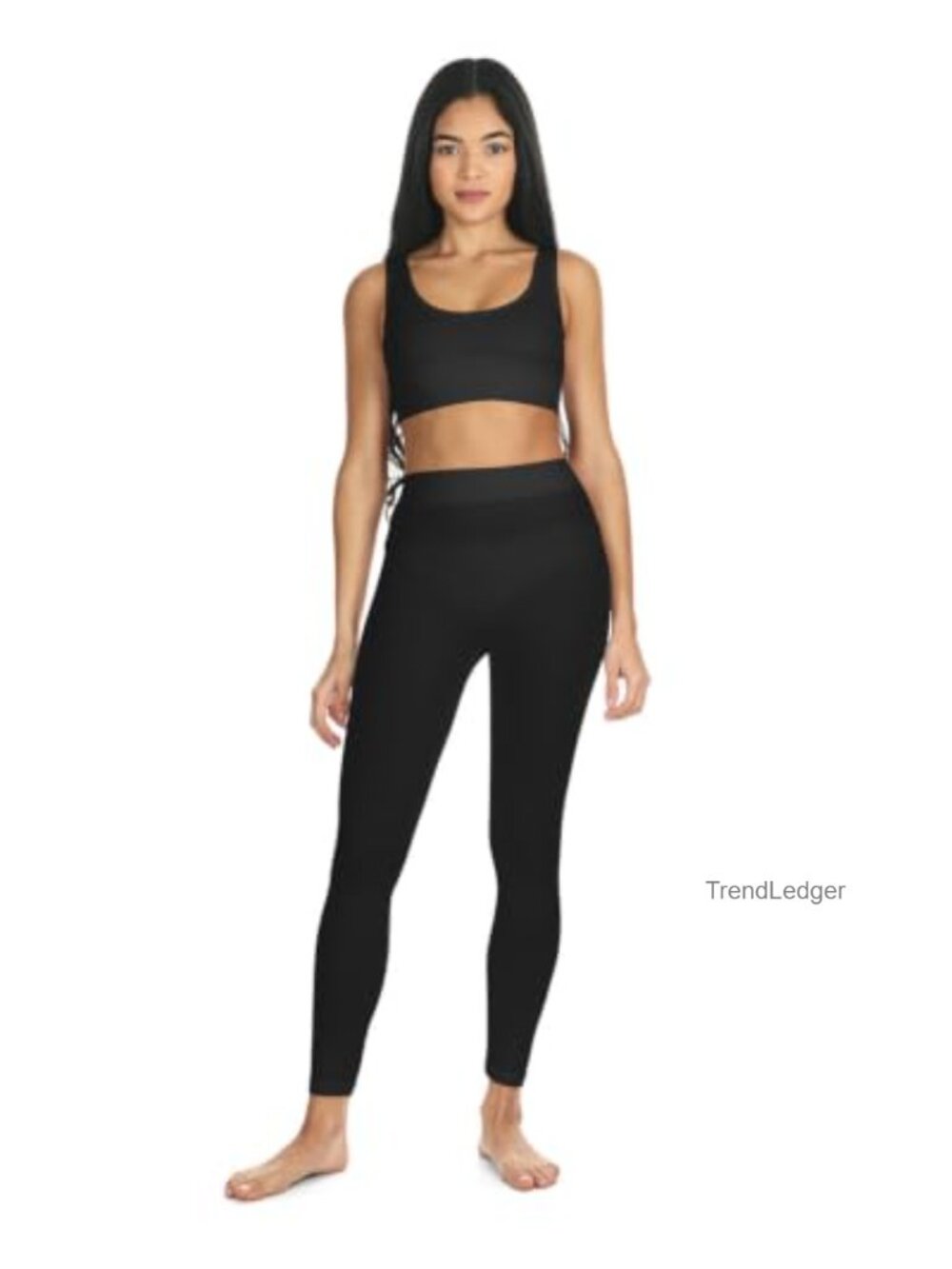Seamless Ribbed Leggings with Wide Waistband Nylon Spandex Skinny Fit